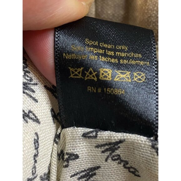 Mona B Nora Canvas Leather Shoulder Bag Distressed Canvas Magnetic Zip Closure - Picture 7 of 12